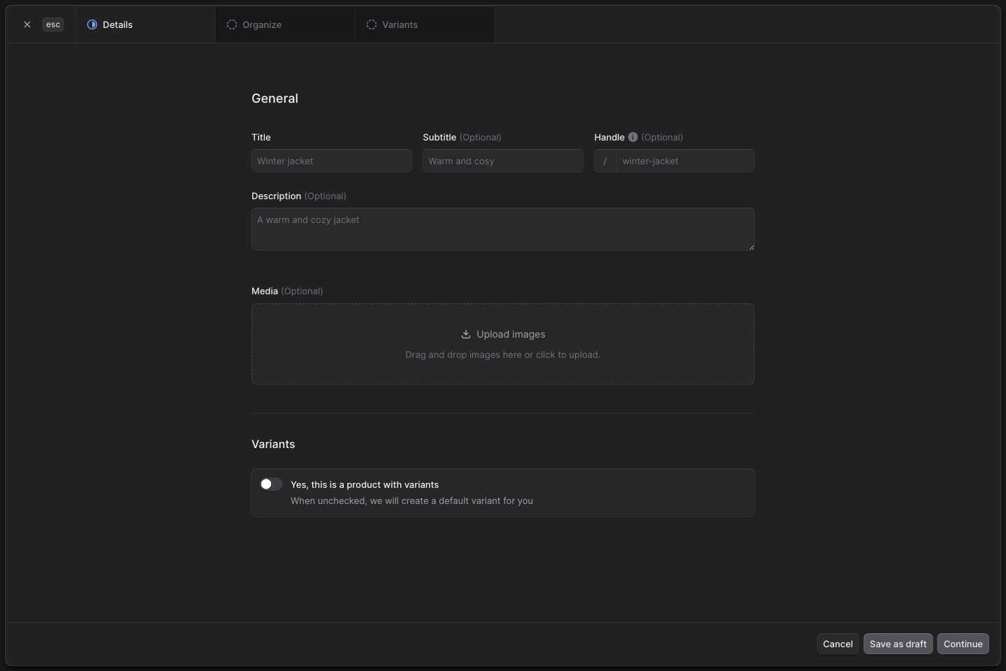 Create wizard